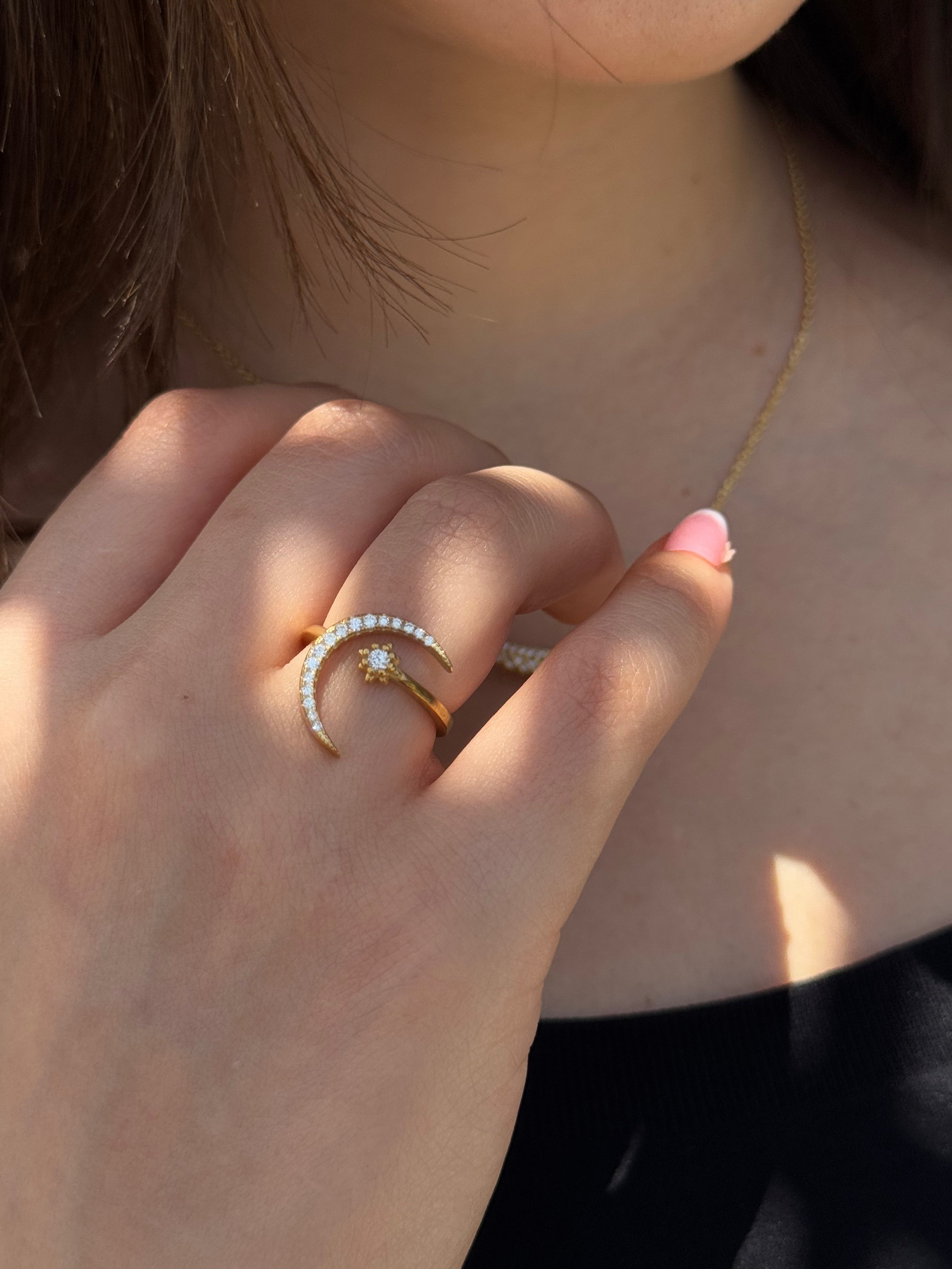 Crescent & Star Ring