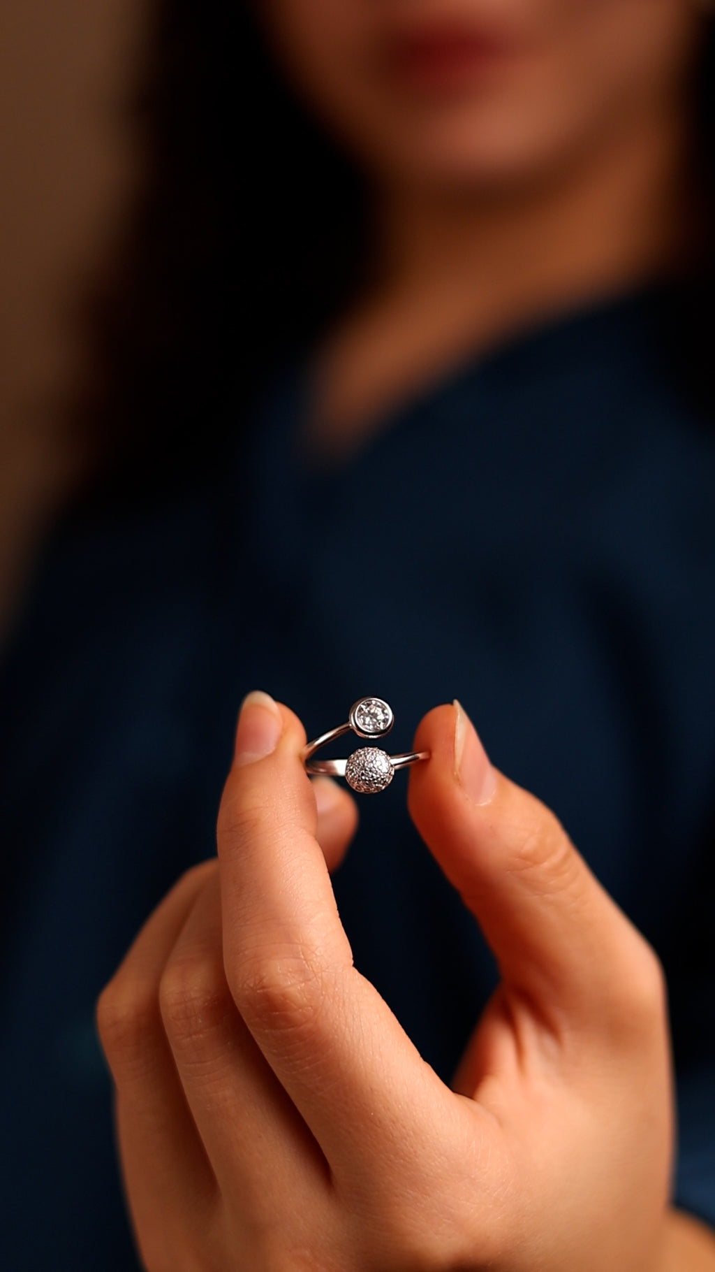 Silver Open Diamond Ring