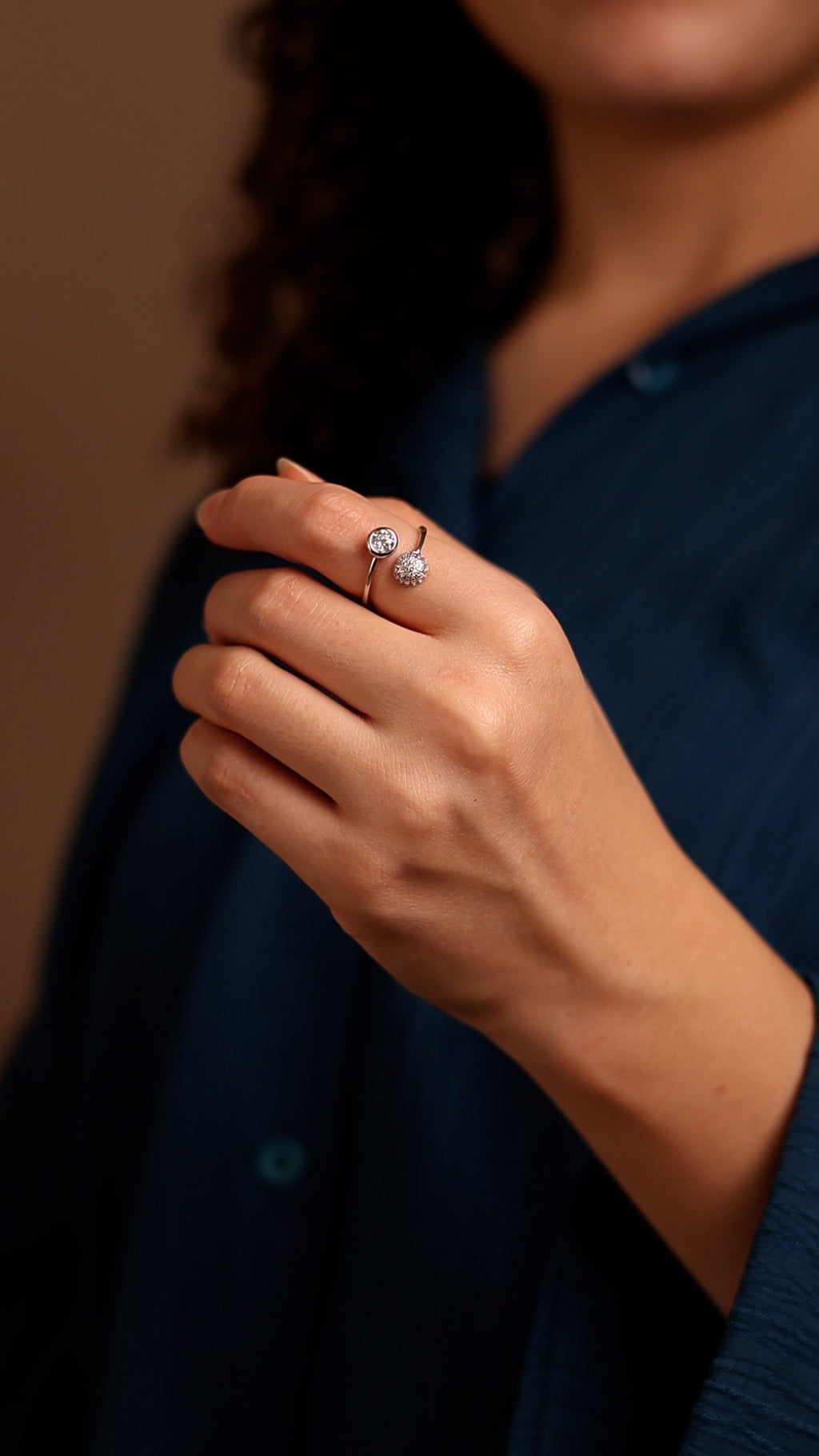 Silver Open Diamond Ring